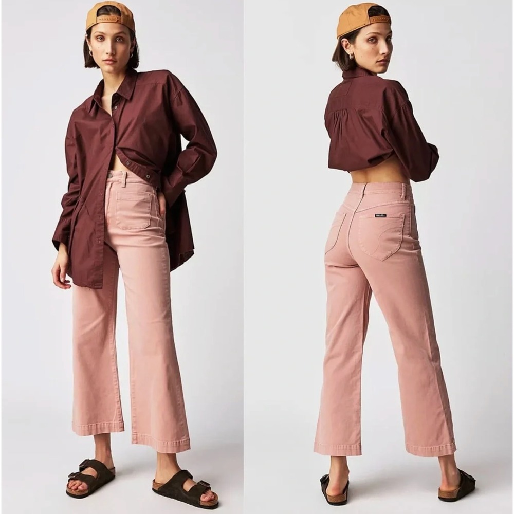 ROLLA'S Womens Sailor High Rise‎ Wide Leg Jeans Size 25 Pink Coquette